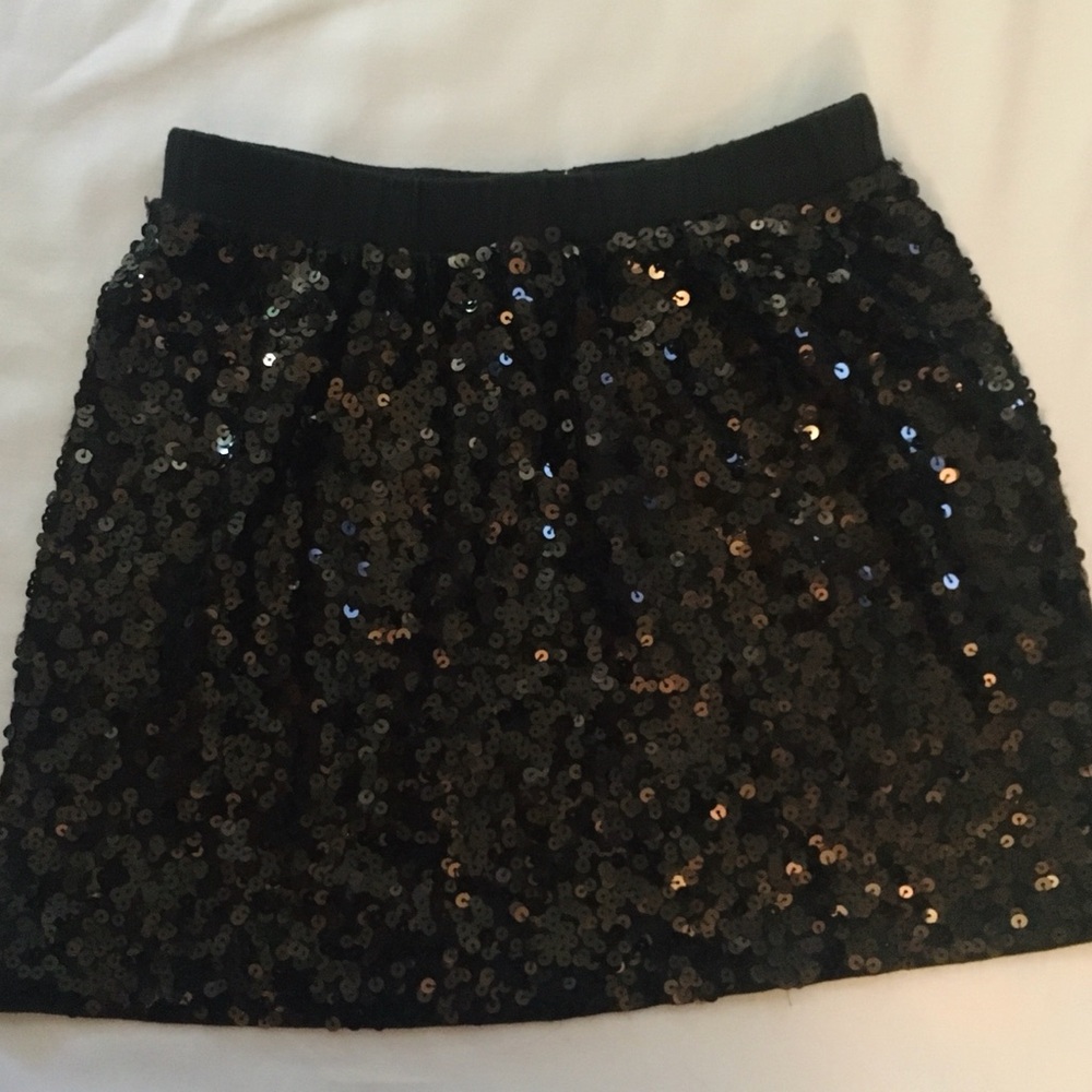 CrewCuts Black Sequined Skirt 6-7